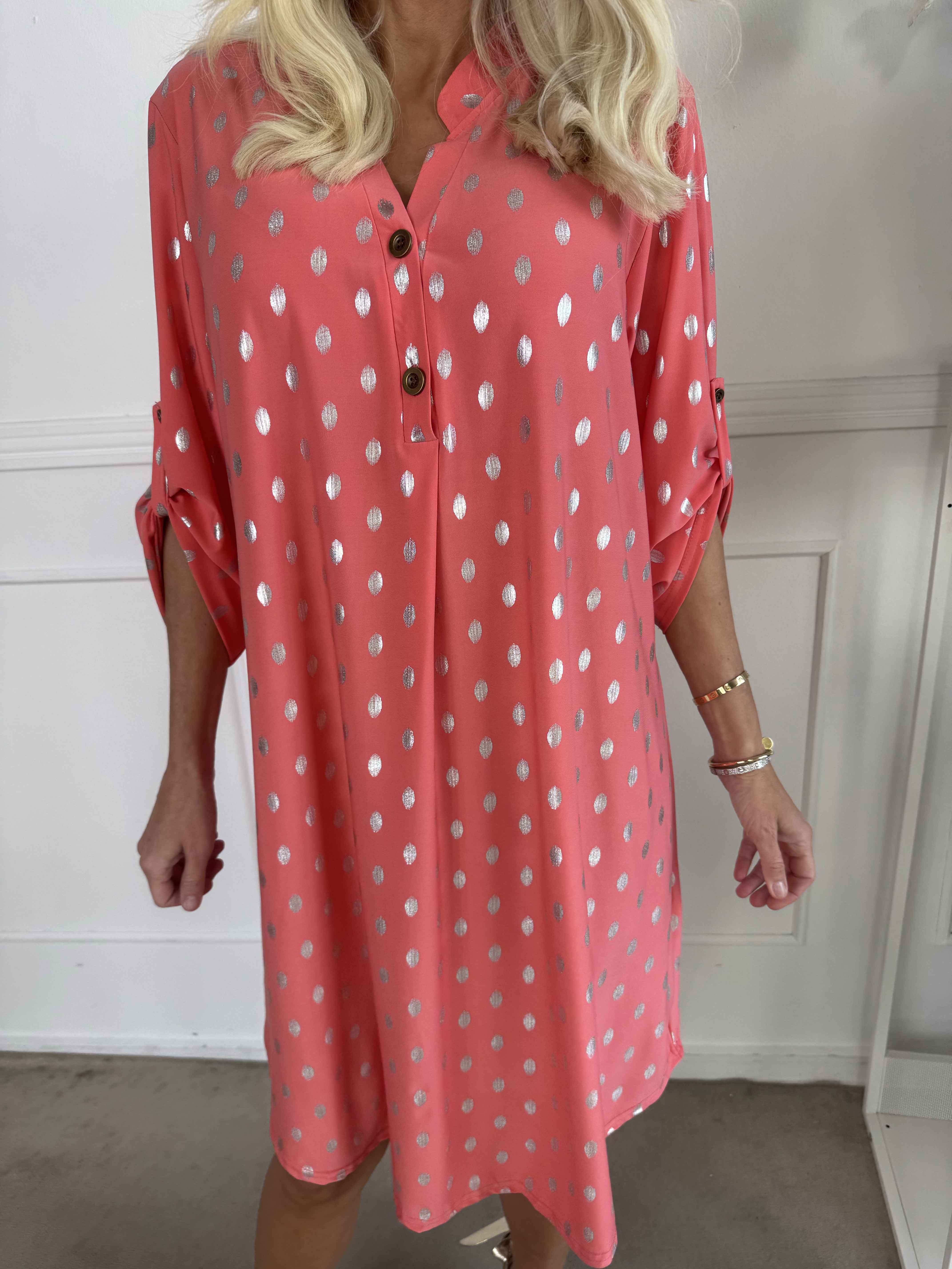 Ebba Silver Long - Elastisk klänning med silverprickar